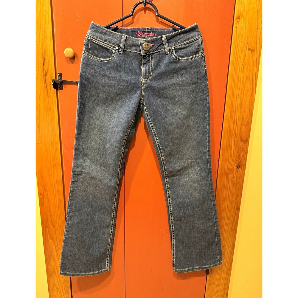 Wrangler Women's Blue Denim Slim Bootcut Jeans Low Rise Dark Wash 5-Pocket 10